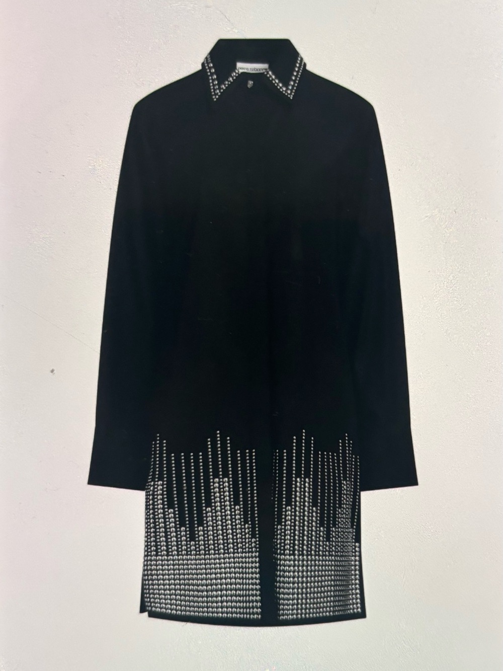 Paco Rabanne Button-Down Shirt Dress with Silver Stud Embellishment